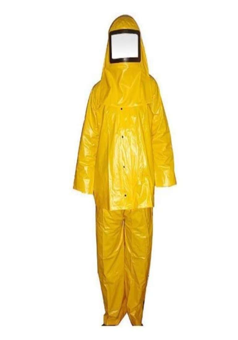 A 2 Z FIRE & SAFETY SERVICES PVC CHEMICAL PROTECTION SUIT (PANT + COAT + HOOD CAP) | WATERPROOF & CHEMICAL SPLASH RESISTANT SAFETY SUIT | HEAVY-DUTY INDUSTRIAL PROTECTIVE WEAR | YELLOW | FREE SIZE