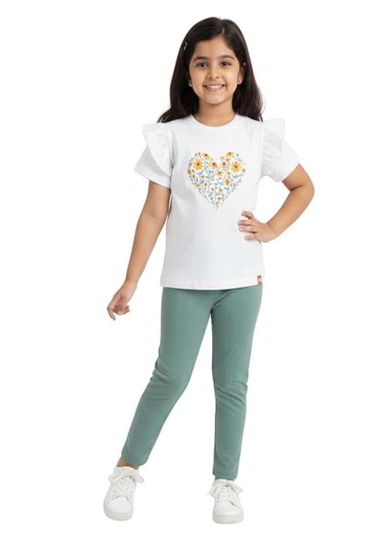 ORANGE SUGAR GIRLS CO-ORD SET | COTTON TOP & LEGGINGS SET | SOFT BREATHABLE CASUAL WEAR