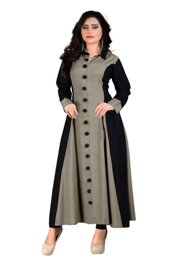 MADHURAM WOMENS RAYON REGULAR A LINE KURTI WITH FULLY STITCHED PLAIN LONG KURTA(M-114)